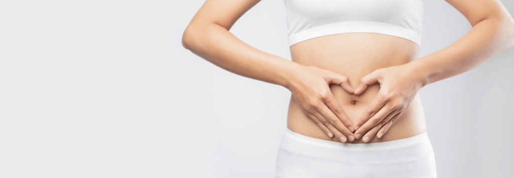 Frau mit Symbol für probiotische Darmbesiedlung