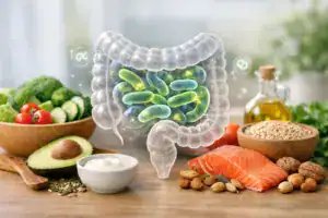 Darmflora mit gesunden Lebensmitteln fördern, Probiotika und Ballaststoffe für eine bessere Verdauun.