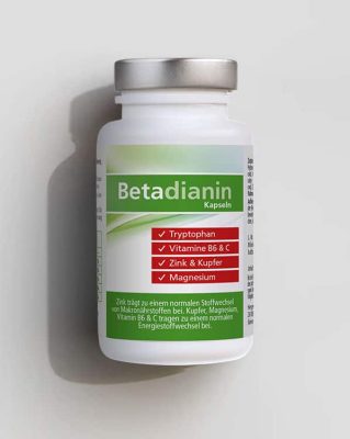 Betadainin Kapseln mit Vitaminen und Mineralstoffen für Wohlbefinden.